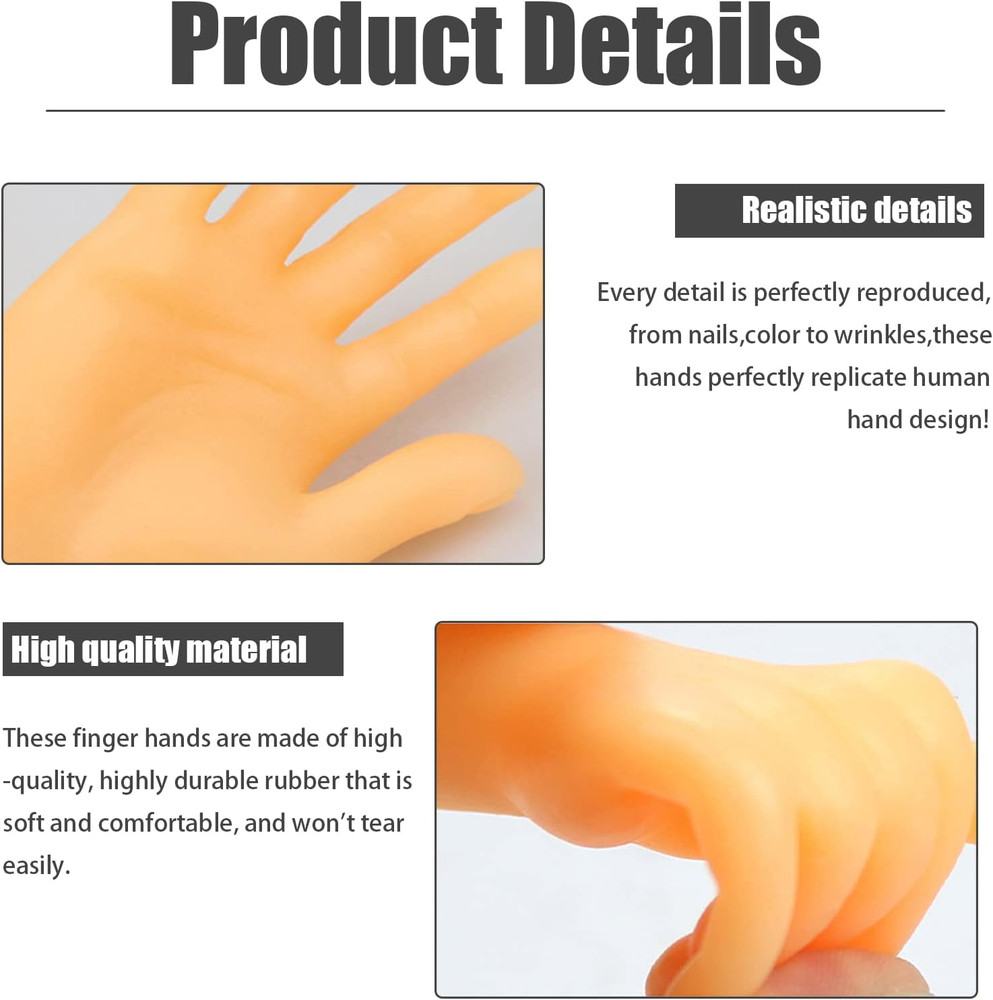 14 Pcs Tiny Finger Hands,Premium Rubber Mini Tiny Finger Hands,Flat Hand Style M