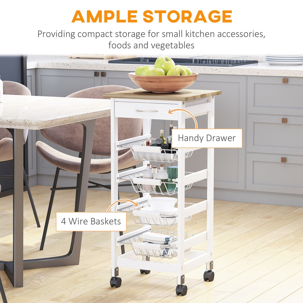 Indoor Moving Kitchen Island w/ Ample Storage Space & Solid Structure, White