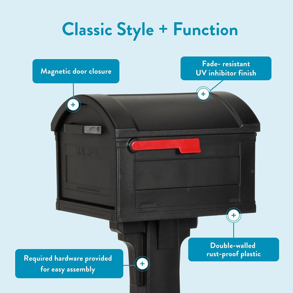 Grand Haven Plastic, Mailbox and Post Kit, Black Extra Large