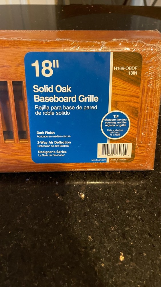 TRUAIRE SmoothGlide Solid Oak 18" Baseboard Grill or 4 Lot 4"x12" Floor Diffuser