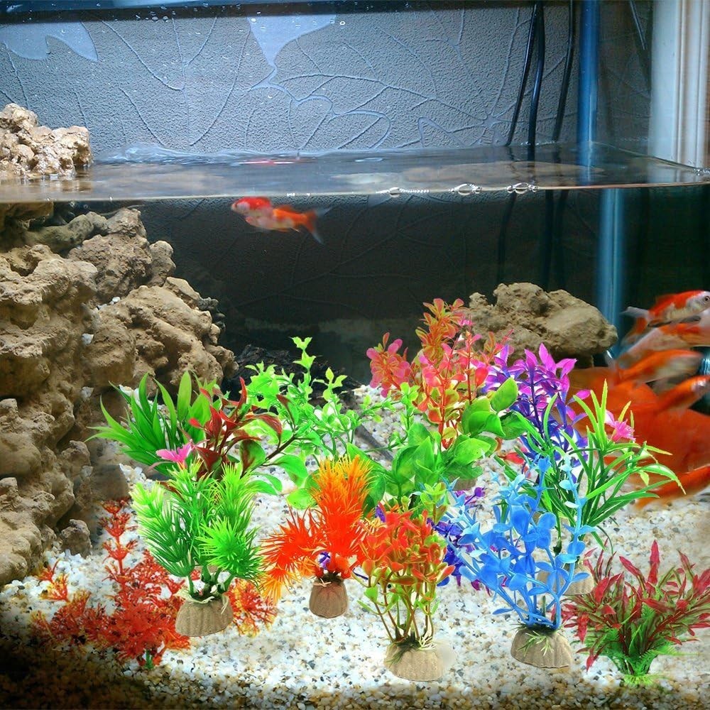 Endless Aquascaping Options: 10 Assorted Artificial Plants, 4-Inch Size Ideal
