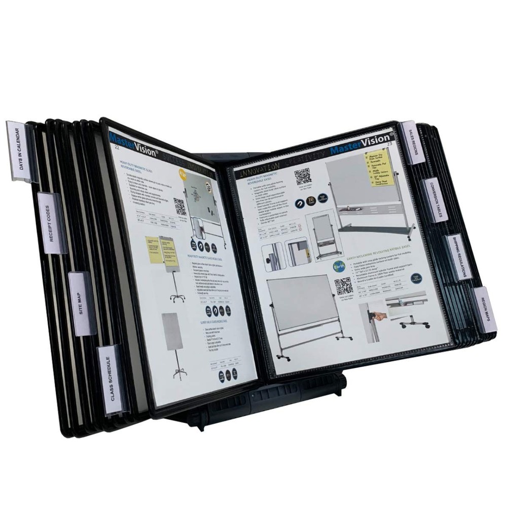 Ultimate Office AdjustaView 20-Pocket Desk Reference Organizer Easy-Load Black