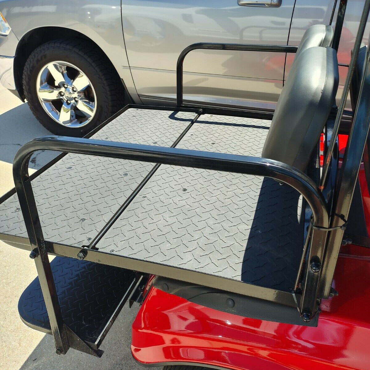 Fit Club Car DS Golf Cart Flip Folding Rear Back Seat Kit - Black