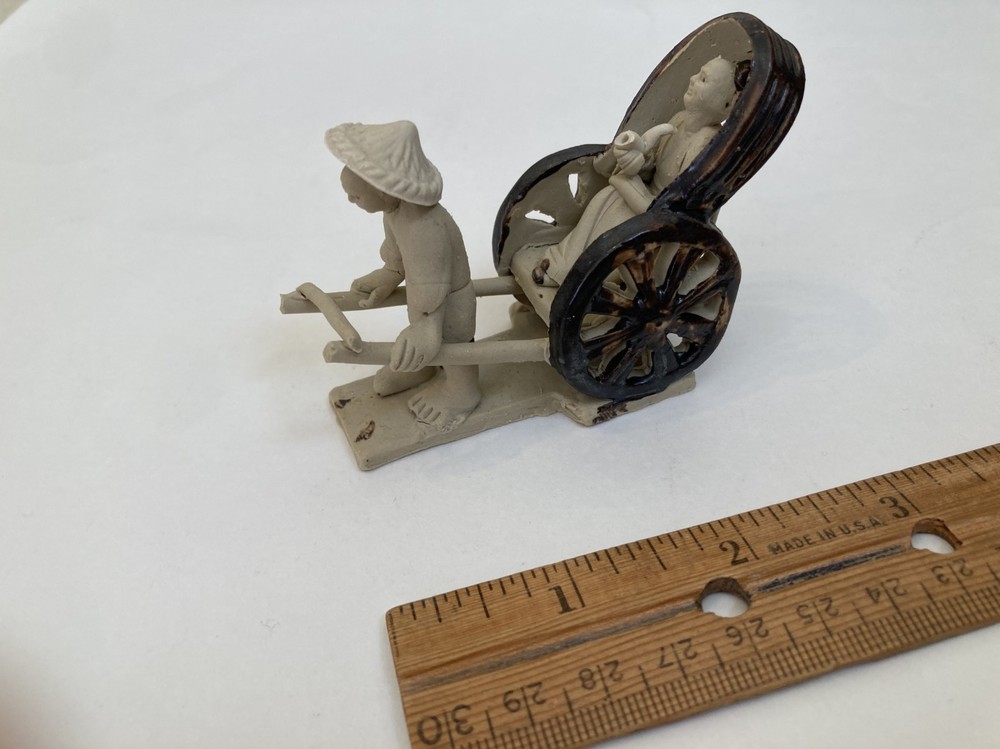 RICKSHAW FOR BONSAI DISPLAY CLAY CERAMIC MUDMANS