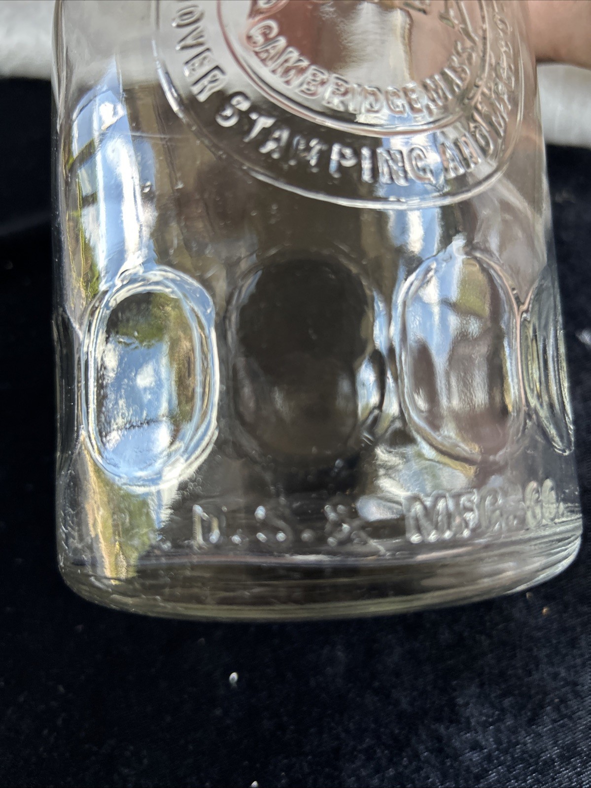 Vintage DOVER No. 80 Thumbprint 1-Quart Glass Oil Bottle w/ MASTER MFG Spout