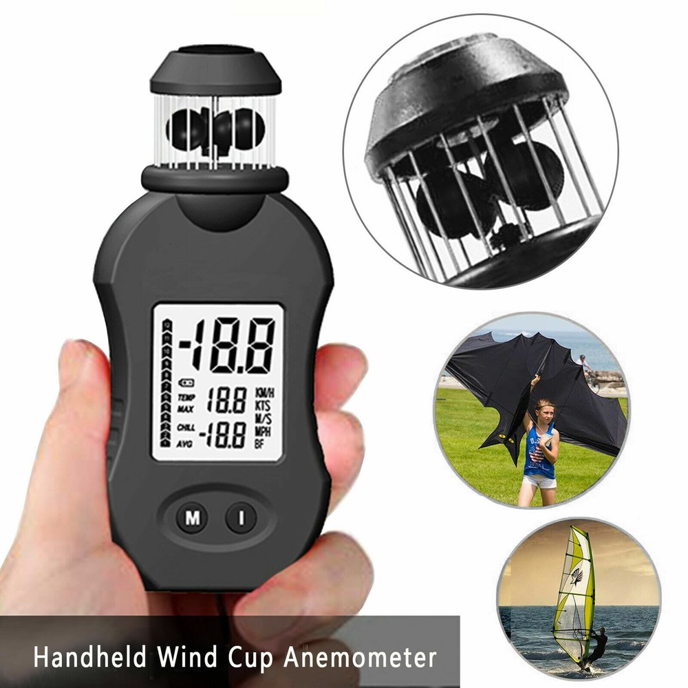 5.8" Portable Handheld Anemometer Digital Cup Wind Speed Meter Gauge Data Record