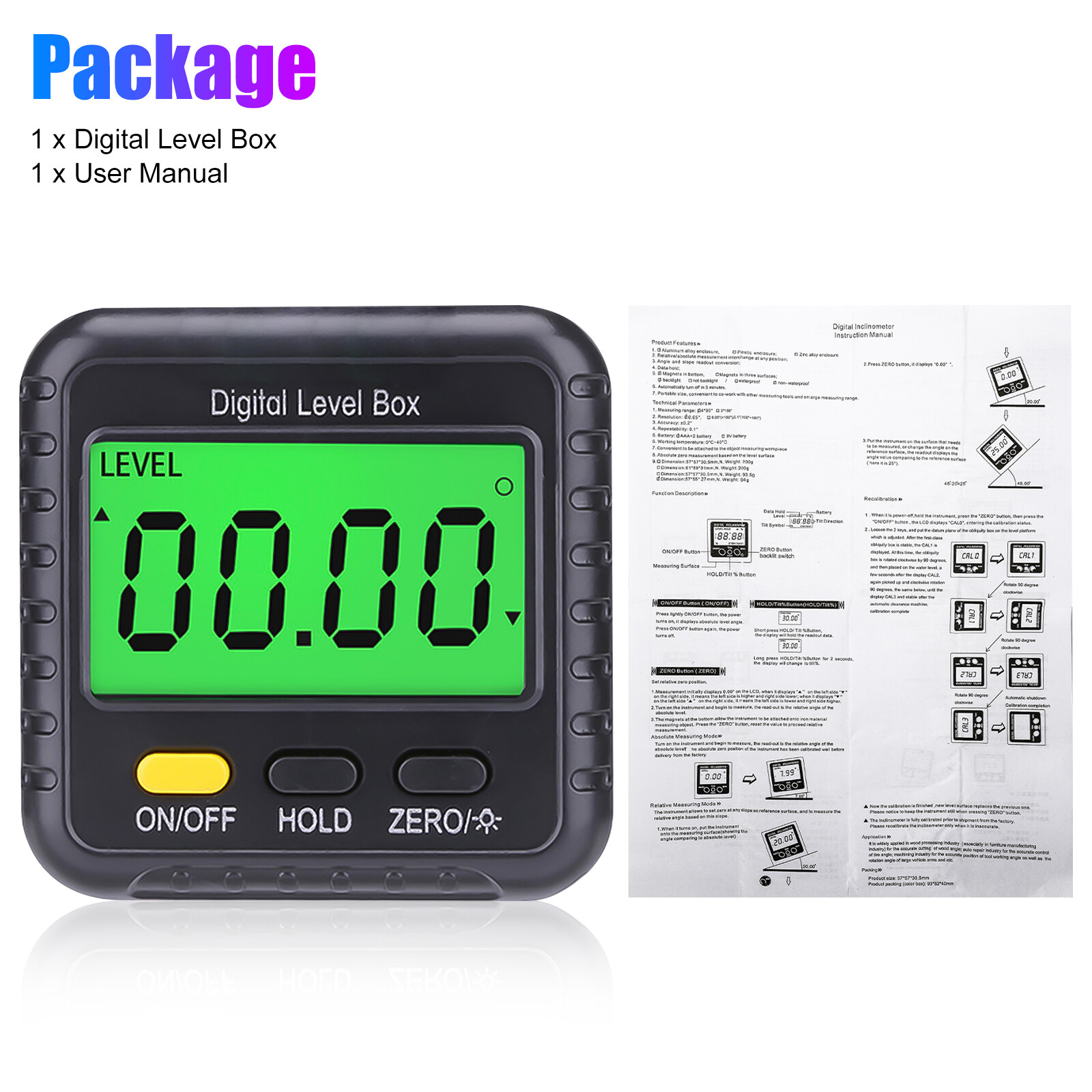 4*90 Magnetic Digital Inclinometer Level Box Gauge Angle Meter Finder Protractor