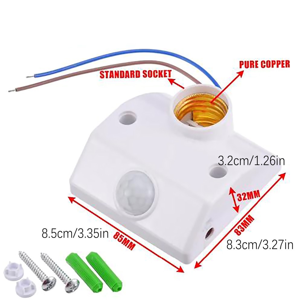 White Auto Human Motion Sensor Detector Bulb Light Lamp Base Holder
