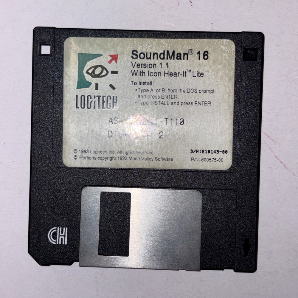 Logitech Floppy Disk Lot Microsoft Windows 3.1, Soundman 16, Mouseware Utilities