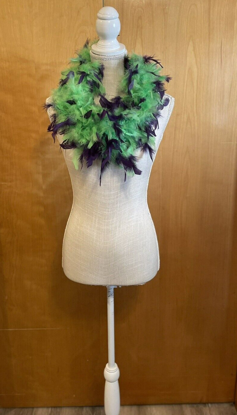 Feather Garland Boa 6ft Green Purple Halloween Costume Dance Party New MSRP$7.99