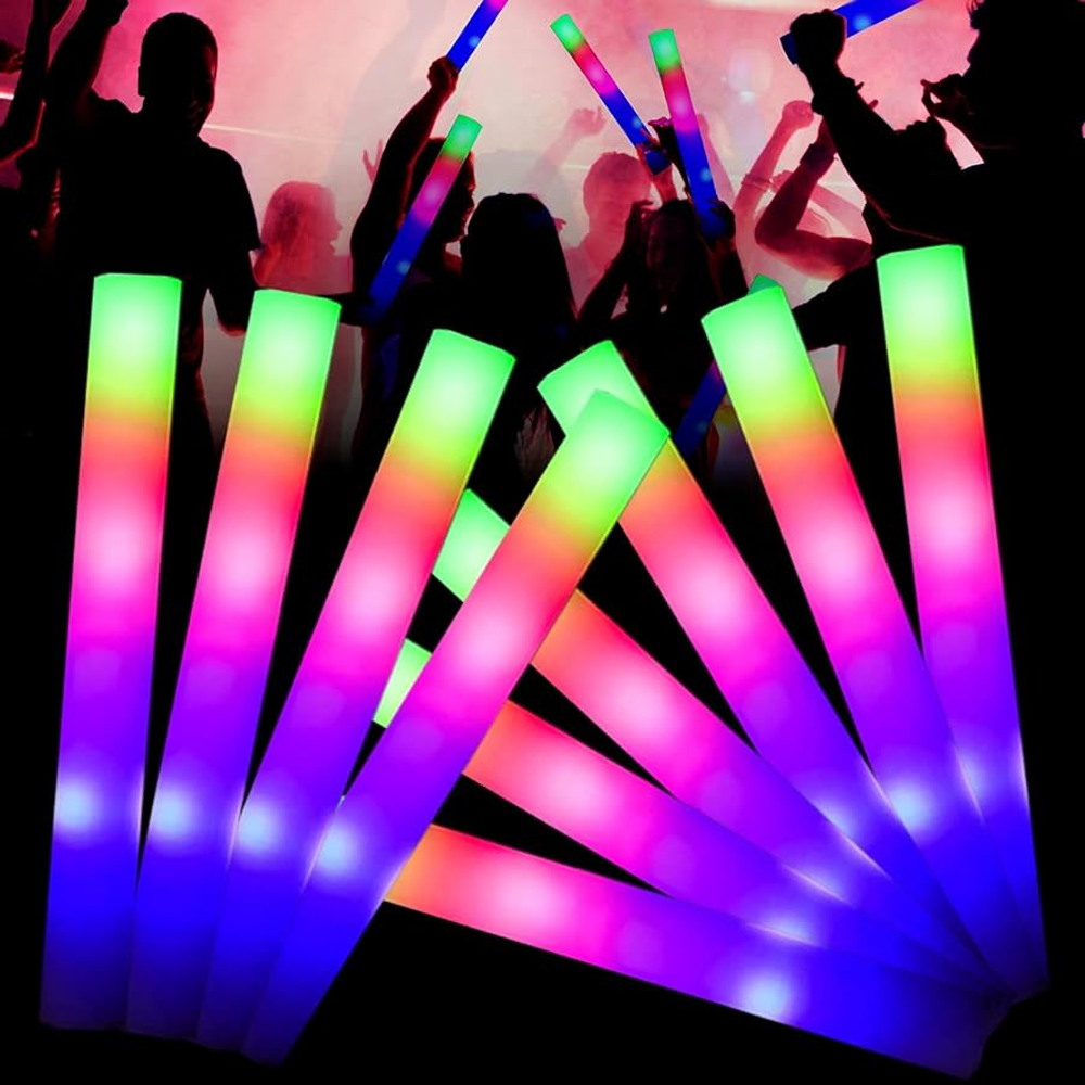 12-396 LED Light Up Foam Sticks Wand Rally Batons DJ Flashing Glow Stick Party