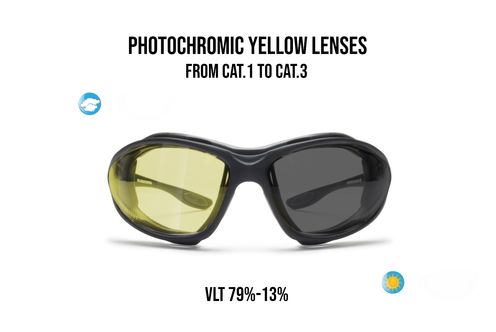 Bertoni Photochromic Polarized Motorcycle Goggles Night Driving P333FTA