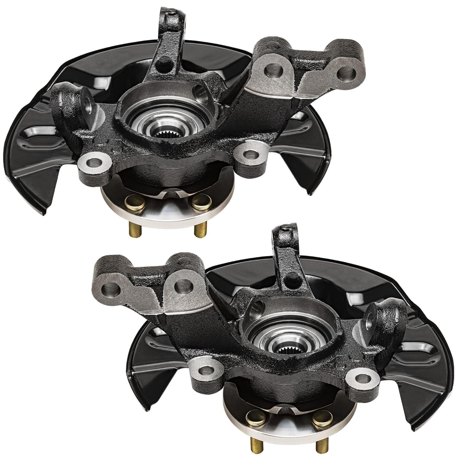 Front Steering Knuckles Drilled Rotors Calipers Kit for 2003-2008 Toyota Corolla