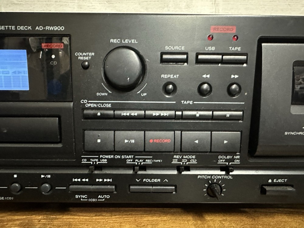 TEAC AD-RW900 CD Compact Disc Recorder Reverse Cassette Deck USB Black