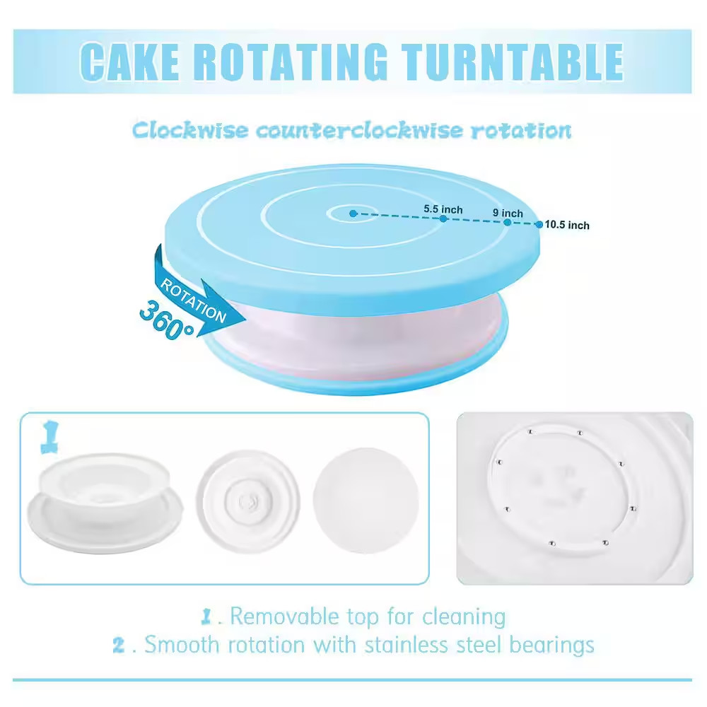 Cake Decorating Kit with Turntable, 12 Icing Tips, 255-Piece Set for Baking, Inc