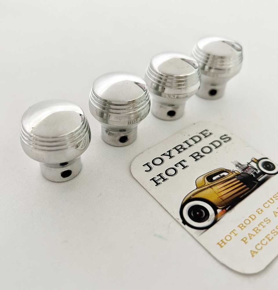 4 x 'Art Deco' Style Dash Knobs - Polished Aluminum