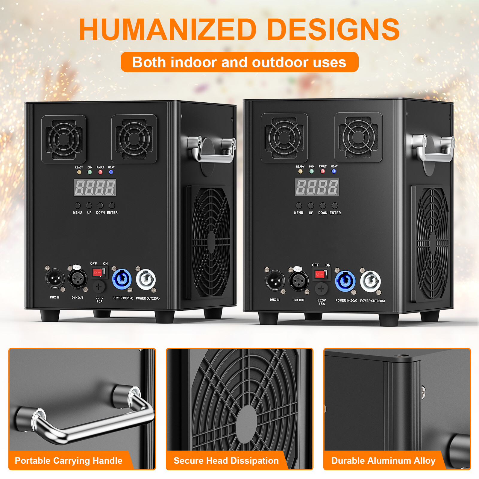 2PCS Cold Spark Machine 700W Stage Effect DMX Firework Wedding 6.6-9.8ft w/Case