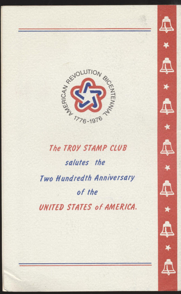 History of The Troy Stamp Club, Troy New York The Home of Uncle Sam Booklet 1974