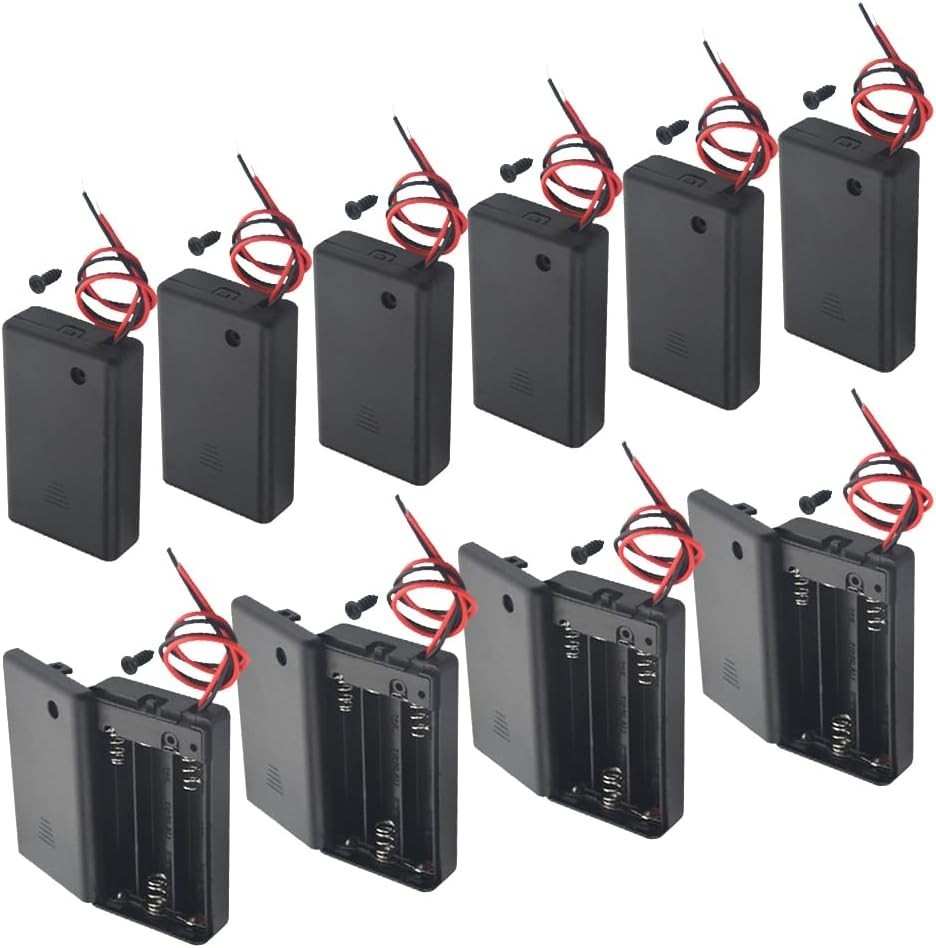 10 PCS AA Battery Holders with Switch for 3 Batteries Electronics Hobby