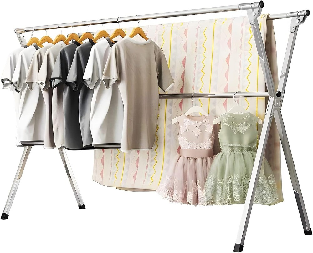 Portable Heavy Duty Laundry Rack - Rust-Resistant, Adjustable, 140 lbs Capacity