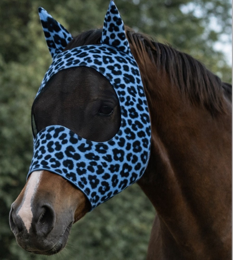 Blue Leopard Fly Mask
