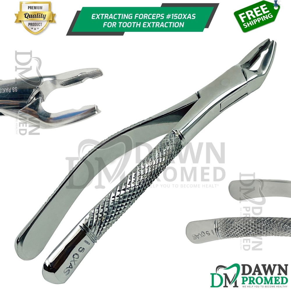 Dental Extracting Forceps #150XAS Serrated, Split Beak for Upper Teeth German Gr