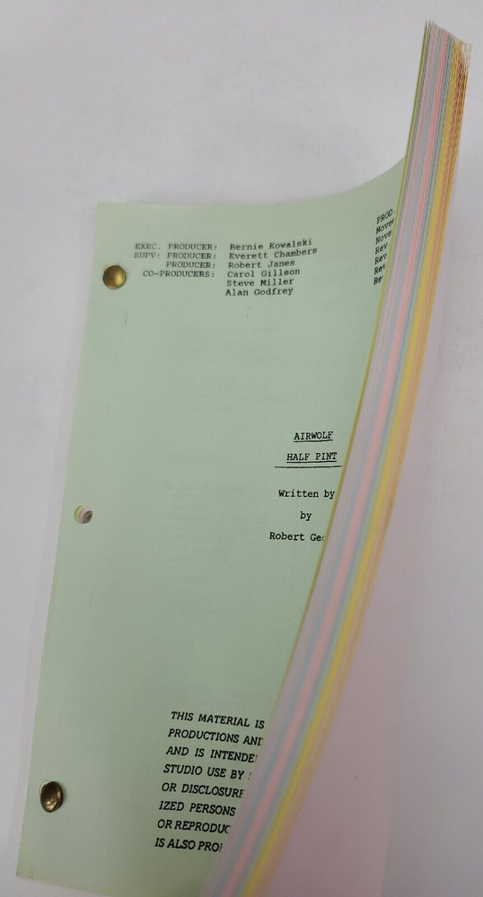 AIRWOLF / Robert George 1985 TV Script, Jan-Michael Vincent "Half Pint"