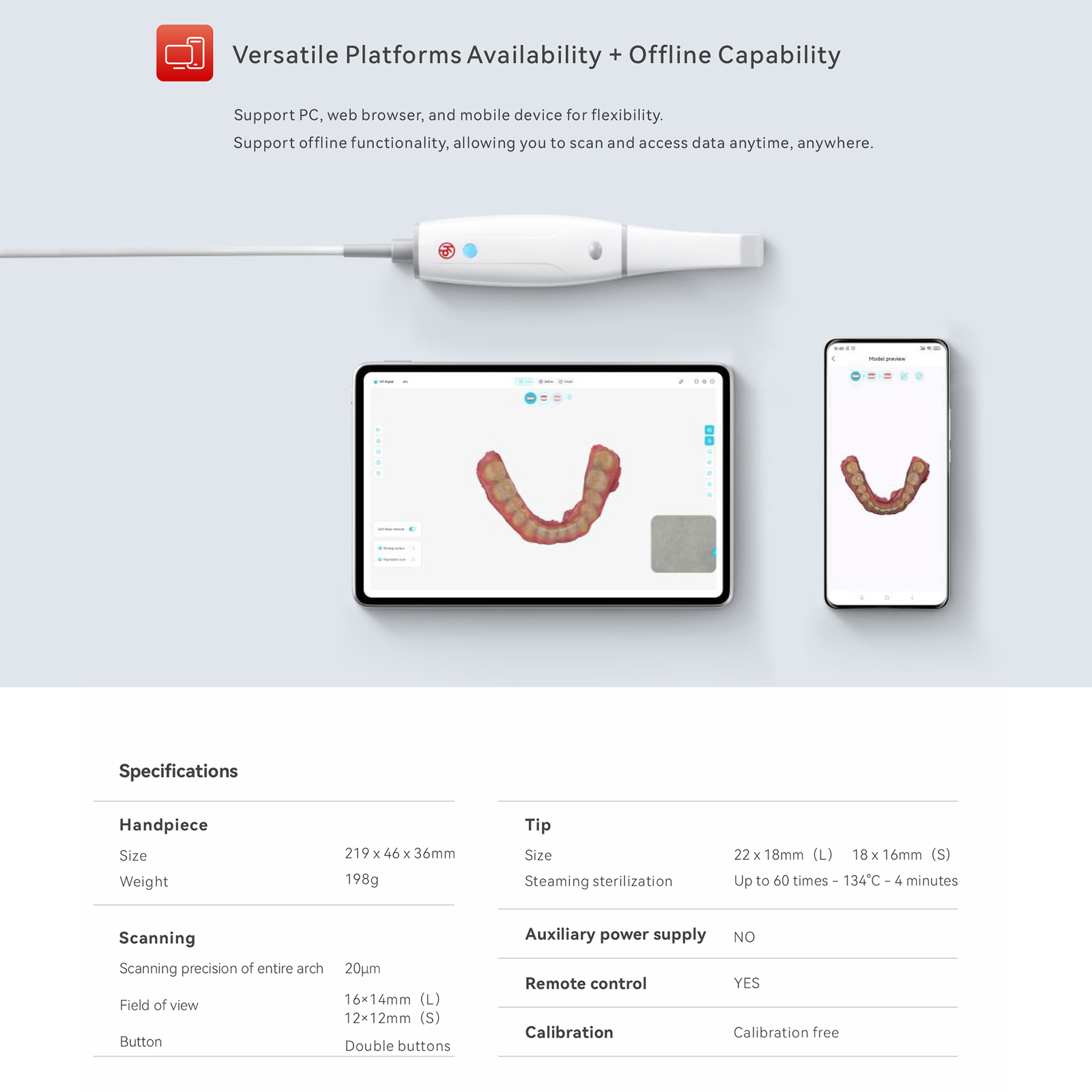 Woodpecker KP Dental Digital 3D Intraoral Scanner Ai Scanning for Dentistry