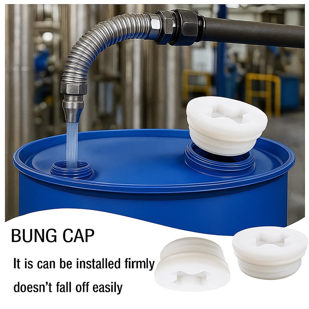 Bung Cap with 2" Thread Size, 2 Pack Poly Buttress Drum Bung, Course White