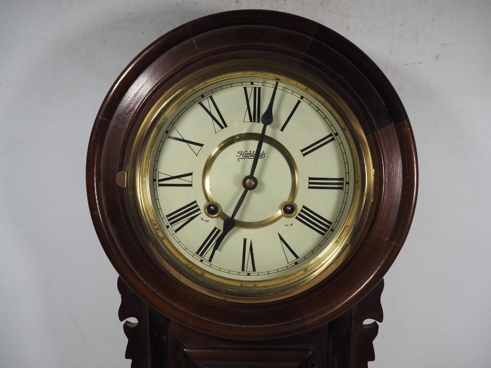Vintage Highlands Mechanical Regulator Wall Clock With Pendulum