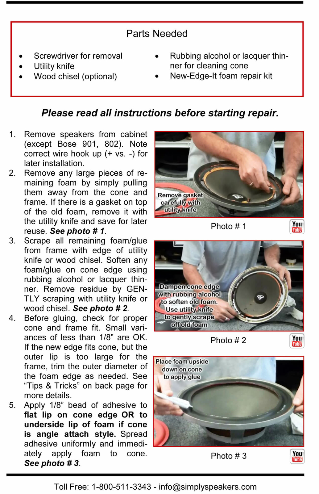 H.H. Scott 197B Speaker Foam Edge Repair Kit For 15" Woofer (Pair)