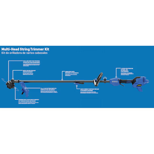 KOBALT 24V 15" Split Shaft Battery String Trimmer Attachment Capable 4.0 Ah