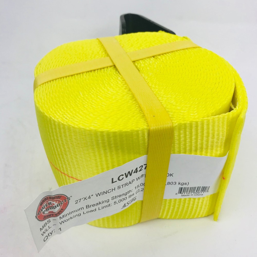 4" X 27' WINCH STRAP LCW427FH WITH FLAT HOOK