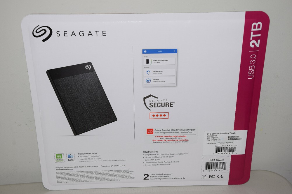 Seagate Backup Plus Ultra Touch Portable HD Drive 2TB /Laptop Tablet PC Computer