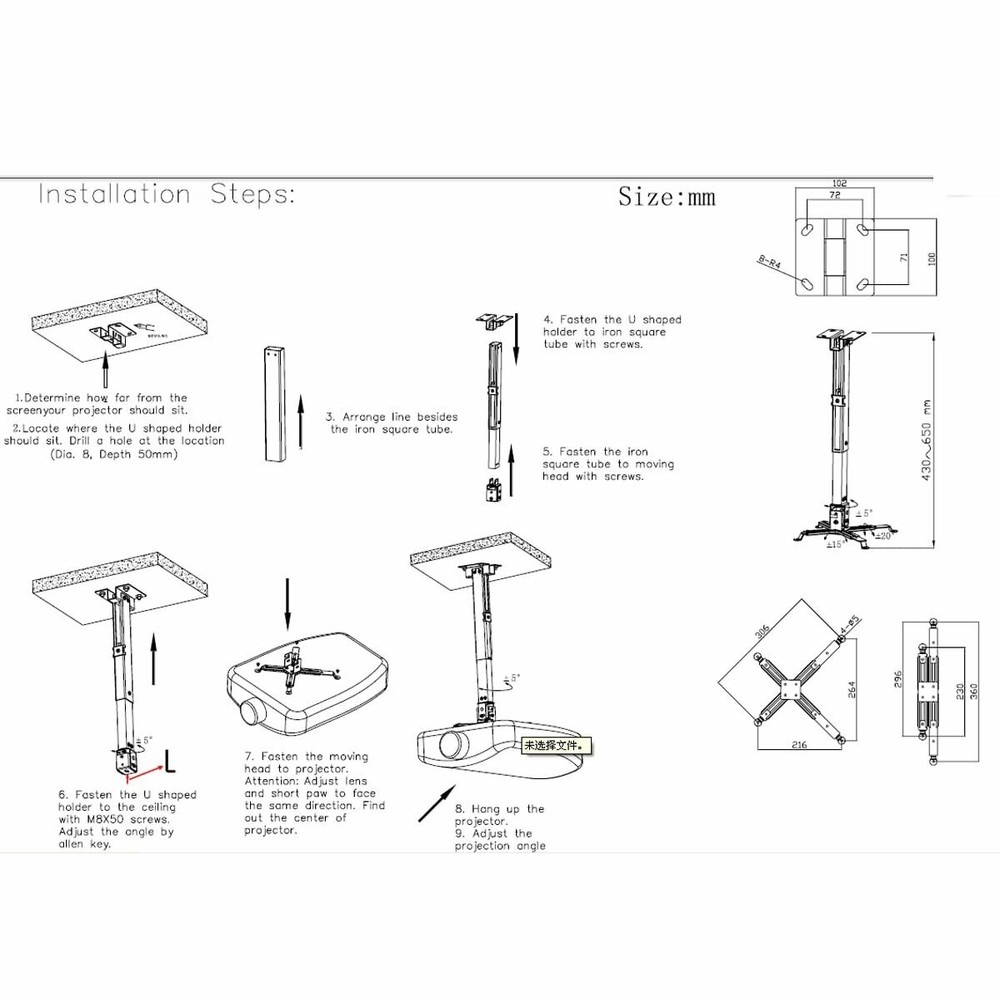 Universal Projector Mount Extendable Adjustable Tilt DLP LCD Ceiling Bracket