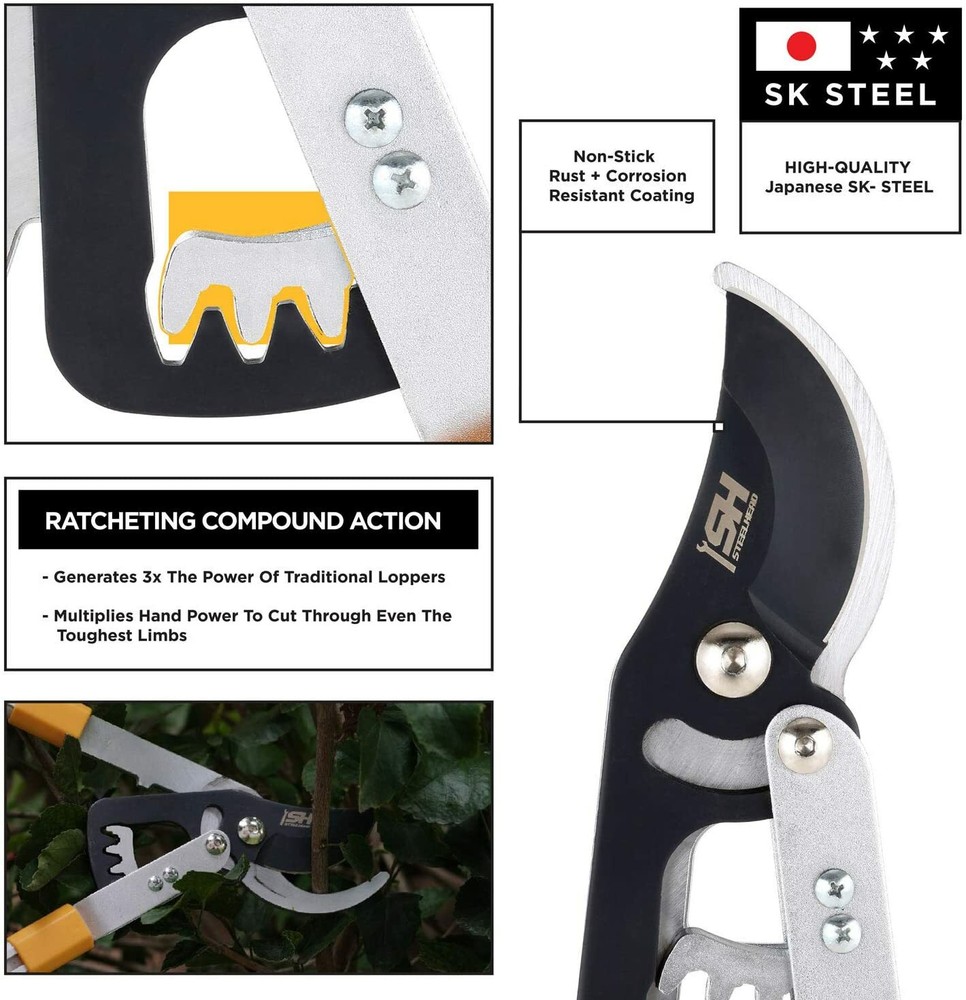 Extendable Handles Bypass Lopper Pruner Tree Limb & Branch Trimming Cutting Tool