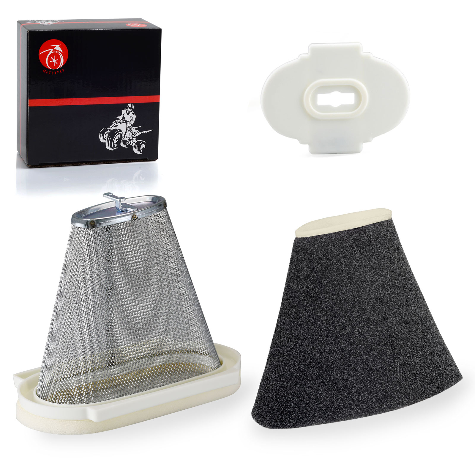 Air Filter & Cage Guide & End Cap For Yamaha Raptor 660R YFM660R 2001 2002- 2005