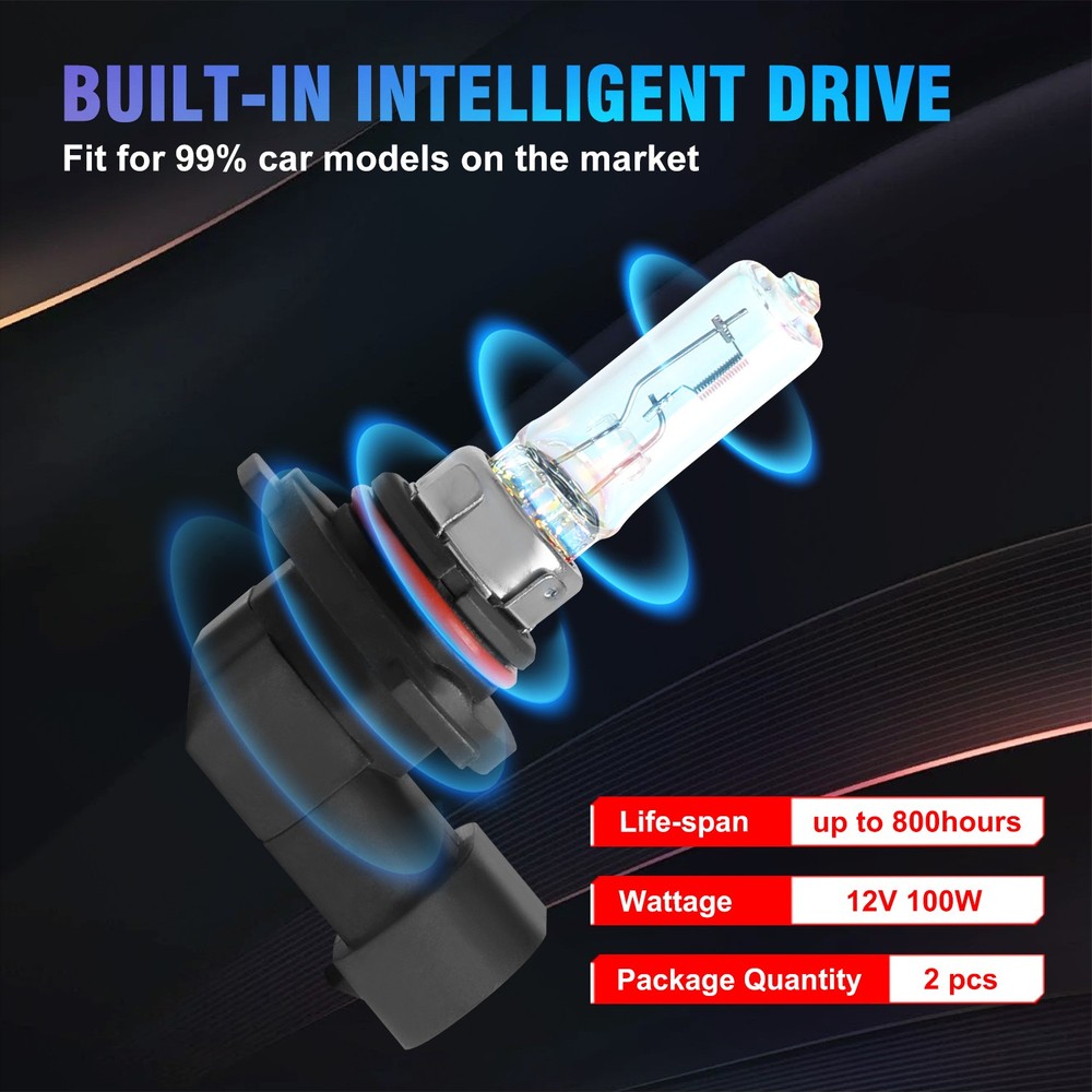 9005 9006 Halogen Headlight 10000K Combo Bulbs High Low Super Bright White