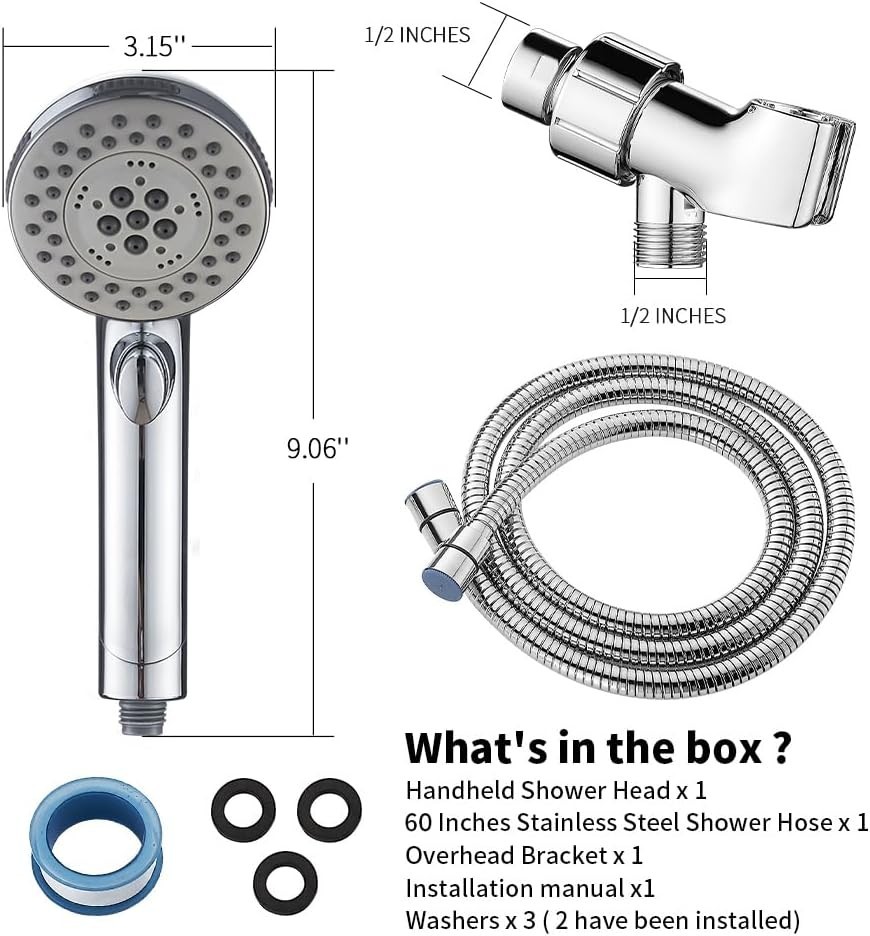 Chrome Shower Head with 6 Settings & Easy On/Off Switch Functionality