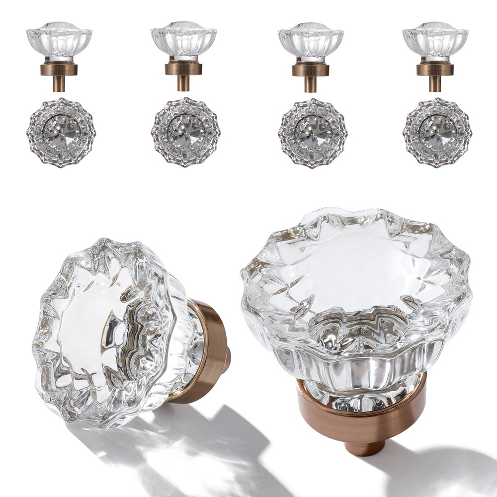 8 Pack Crystal Drawer Knobs Cabinet Knob Antique Drawer Pulls, Kitchens Close...