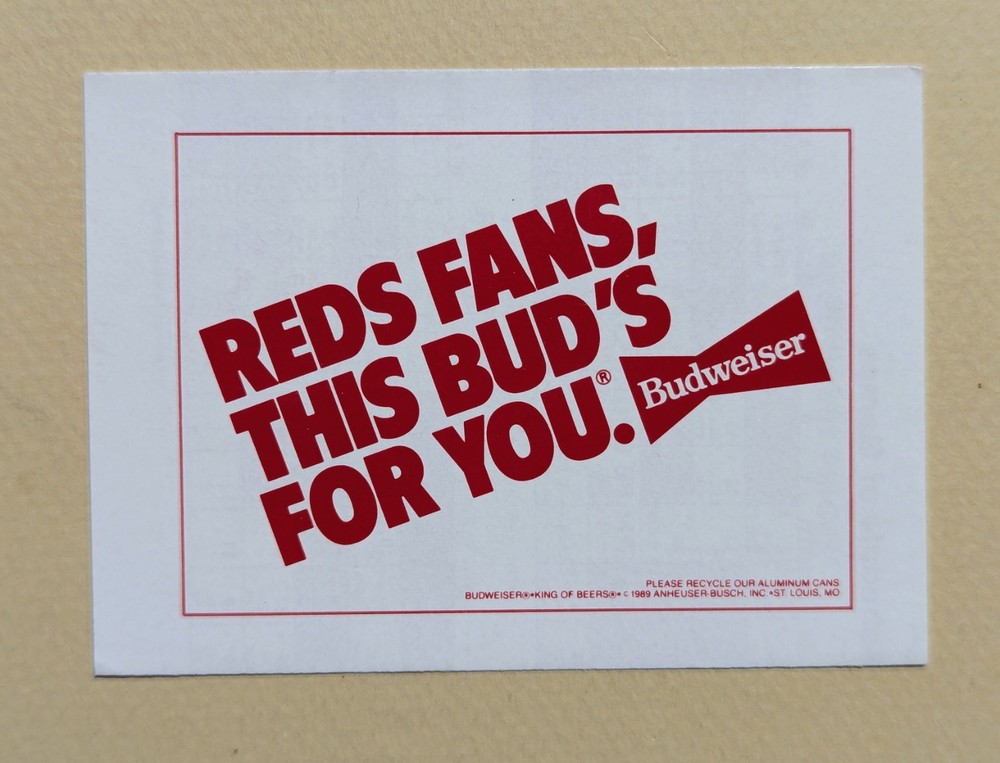 Pocket Schedule - 1989 Cincinnati Reds Baseball MLB Budweiser ⚾️⚾️