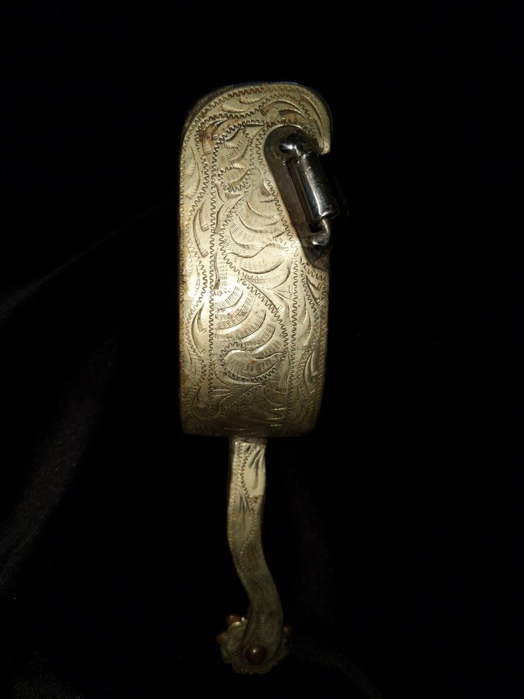 Silver Mounted Wide , Long Shank Single Left Spur