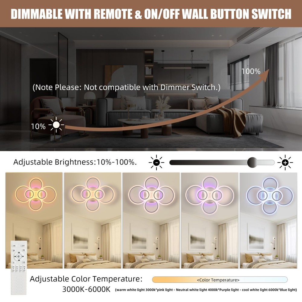 Modern LED Ceiling Light,70W Flush Mount Ceiling Light,Dimmable Ceiling Light...