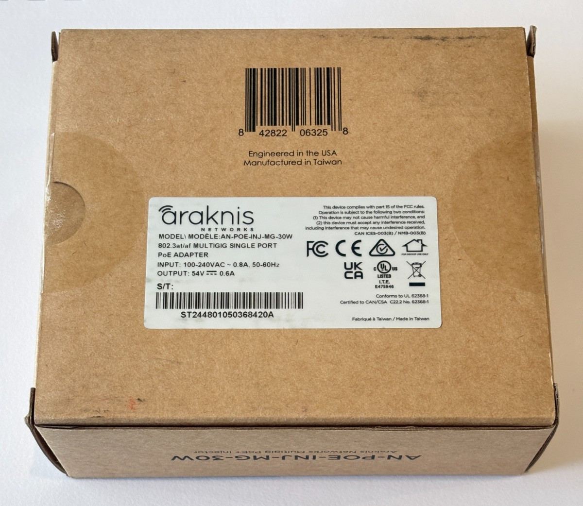 New Sealed Araknis AN-POE-INJ-MG-30W POE+ Injector 2.5Gbps 330ft 802.3at 802.3af