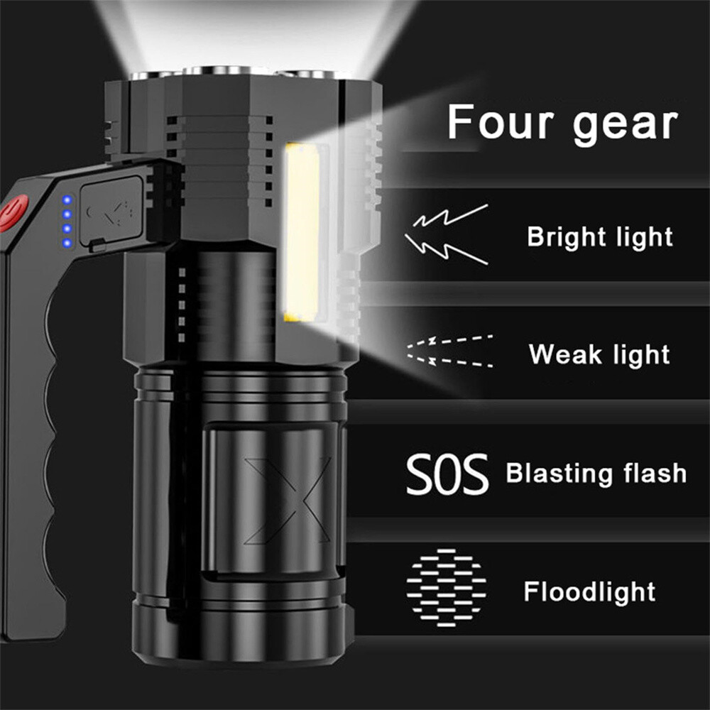 Super Bright 12000000LM Torch 4 LED Flashlight USB Rechargeable Tactical lights