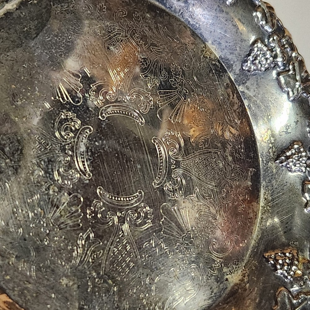 Two Small Silver Plated Trinket/ Dishes Grape Pattern Hong Kong