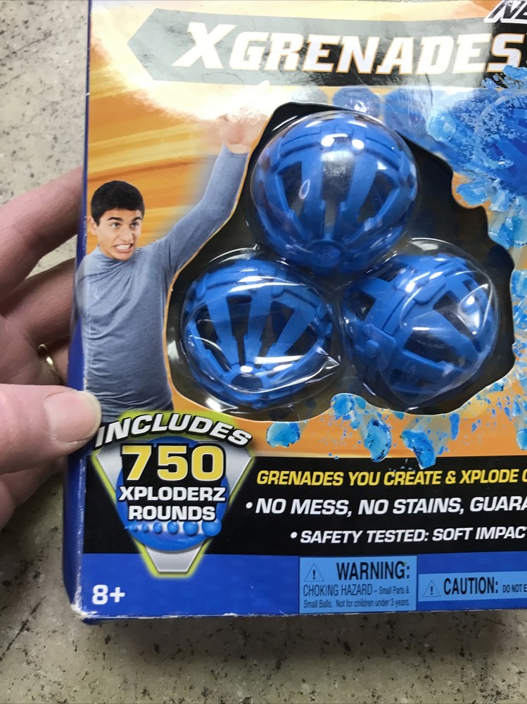 Xploderz Xgrenades 3 Pack Of Reusable Grenades Unopened with 750 xploderz rounds