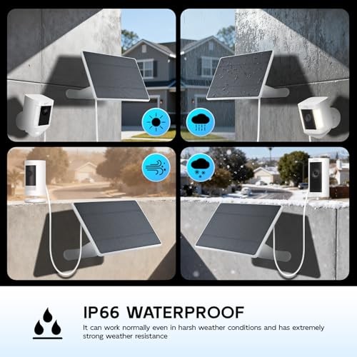 Solar Panel for Ring Camera, 2 Pack 6W Solar Charger Compatible with White-2pcs