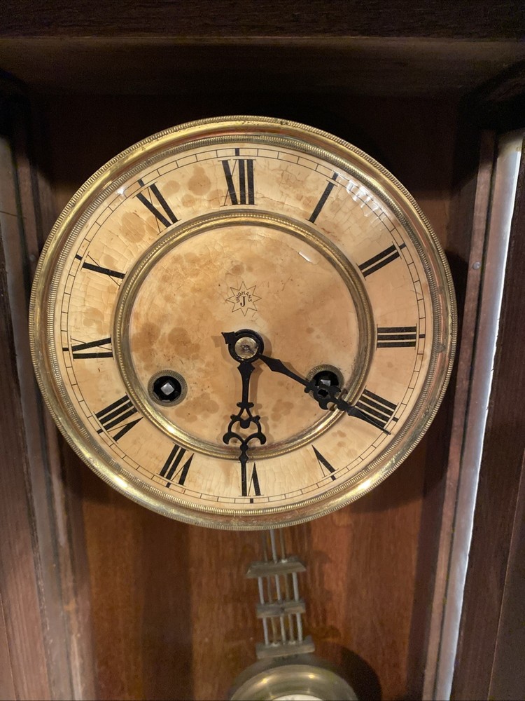 Antique Junghans German Large Solid Wood Wall Clock