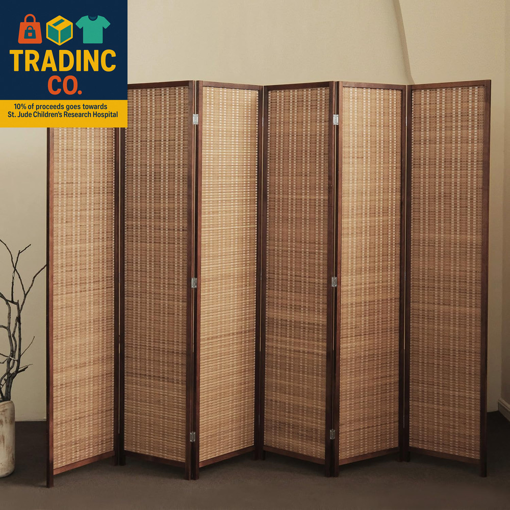 6 Panel Bamboo Room Divider and Folding Panel Screen,Bamboo Panel Divider for Ro